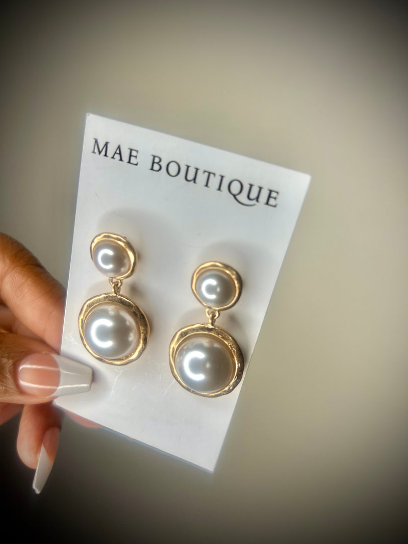 Double Pearl Drop Earrings