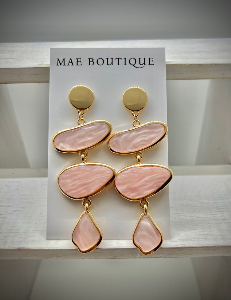 Marble & Gold Drop Earrings