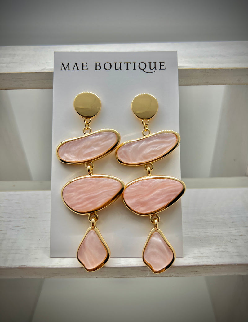 Marble & Gold Drop Earrings