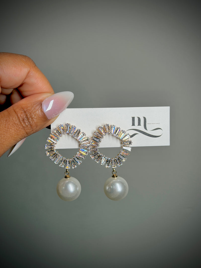Round Crystal Drop Earrings