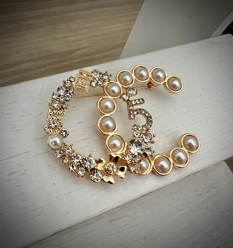 Pearl & Crystal Brooch