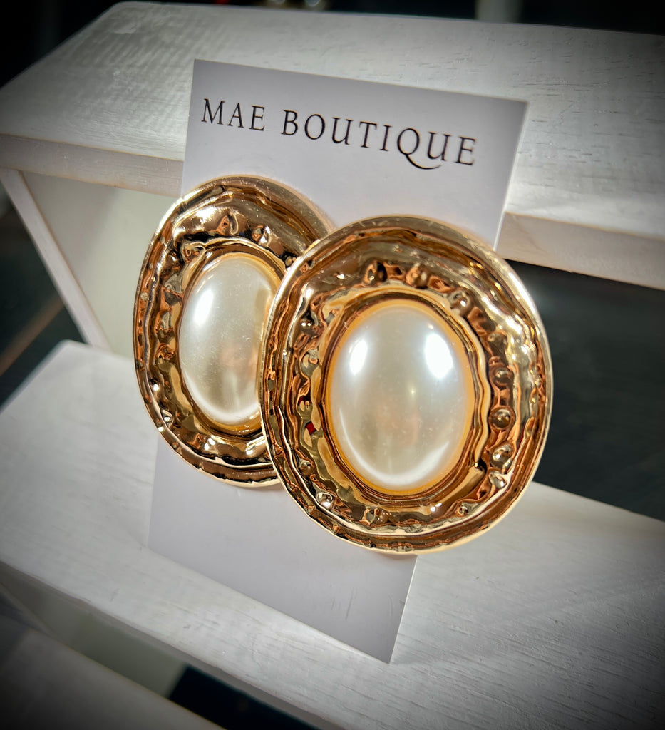 Gold & Pearl Statement Studs